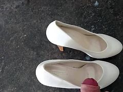 Cum on her sweet white pumps