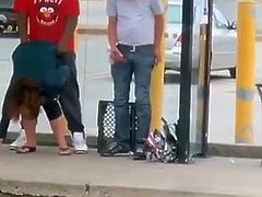 Bums fucking on bus station