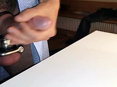Cumming on table