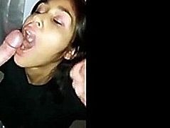 fully clothed latin girl sucks and swallows 2 loads