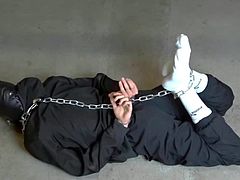 Twink pup Alex hogtied