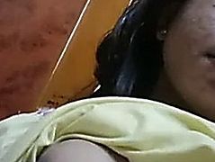 Unattractive slut with miniature breasts