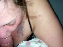 German slut sucking and swallowing refugee cum