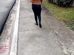 Candid Filipina Girl Walking