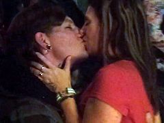 Lesbians Clubgirls Share Long Tongue Kiss