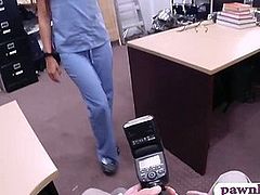 Desperate nurse nailed by nasty pawn guy
