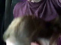 Cheating wife sucks my cum out in the car