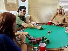 Poker party - he cums premature at the suck off contest