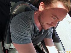 He was feeling so horny, so he called up his sexy milf lover for some fun. As soon as she picked him up she was tugging on his huge cock and sucking him off in the car. Watch her titty fuck him and take a huge load of sperm all over her massive Latina boobs.