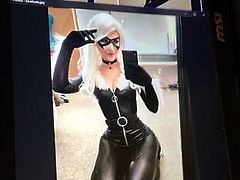 (Tribute) Cumming over Luxlo's Black Cat cosplay