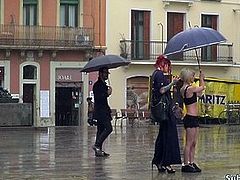 Petite Spanish slave disgraced in the rain