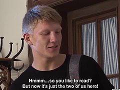 Cock loving twink wants to read a book but rims ass instead