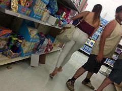 College teen VPL in white pants Slow Motion