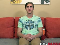 Adorable twink interviewed about his pleasures and jacks off