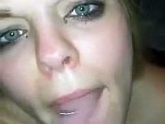 Young teen swallows a huge load