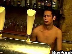 Lascivious Cristian jacks off wildly while alone in a bar