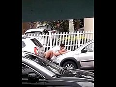 Couple caught fucking on the hood of the car