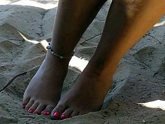 Sexy beach footplay