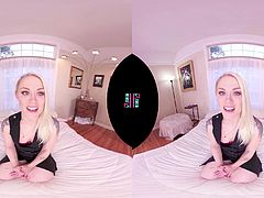 Stunning blonde pornstar Ash Hollywood joins us on VRHush for a naughty masturbation video. Ash slowly strips down and stuffs her shaved pussy with toys until she orgasms!