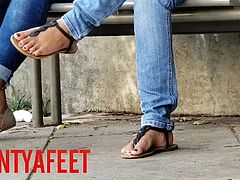 Candid teen indian feet in sandals