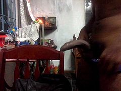 young man masturbating with black cock