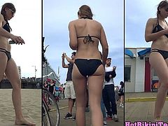 Amazing Ass One Piece Swimsuit Curly beach babe Voyeur Spy