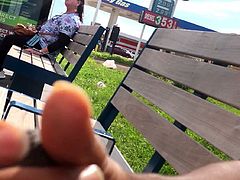 Bus stop dickflash to mature she watches