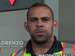 Hairy Euro Traveler Gets Dick Sucked Latino Baggage Handler