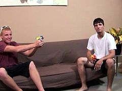 Twinks rubbing dicks together cum and gay guy fingers
