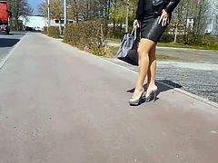 Nice Lady on the street in Tight Skirt and High-Heels (P-1)
