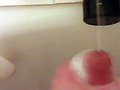 Big cumshot (6 spurts) in shower