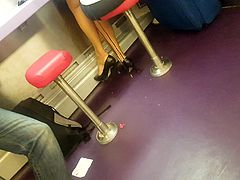Stolen vid in the train with legs and high heels