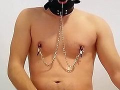 Slave sissy boy cumming after 3hrs of edging