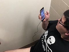 Fat boy caught wanking in toilet part 4