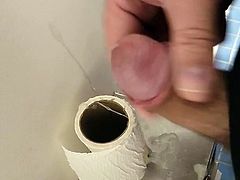 Cumming in public restroom