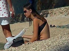 Kroatien 2002 Strand Frau Urlaub heimlich wife beach hidden