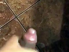 stroking my brown cock and cumming