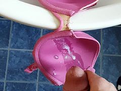 Cum on neighbour's bra in her bathroom