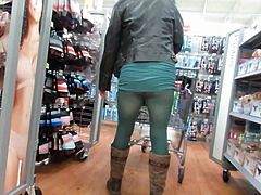 #2 Filming sheer pantyhose covered MILF ass while shopping