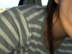 Cute Asian Teen Giving Blowjob In A Car