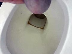 Pissing in toilet