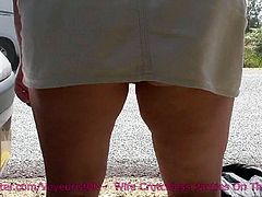 wife crotchless panties on the road