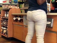 Shorty Juicy Ass Tan Pants Bend Over