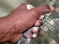 Stroking my cock in the shower