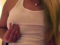 Chubby blonde playing and teasing