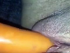 Hot girl masturbate with carrot