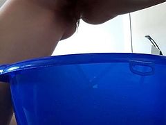 Slut teen pee in a bowl