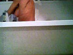 Sexy milf tits during shower on hidden cam