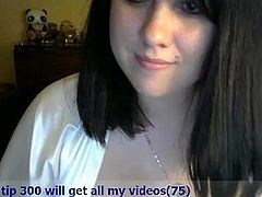 Huge boobs amateur brunette on webcam