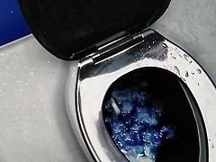 Public jacking off in a porta potty cumming all over the sea